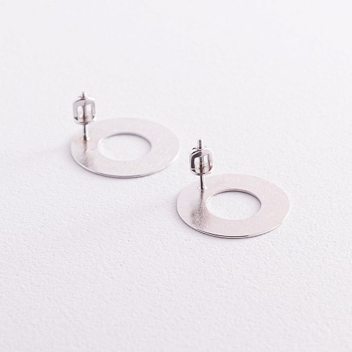 Золотые серьги - пусеты "Зеркальные" с07709 3