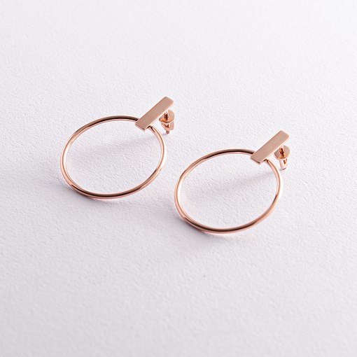 Серьги - пусеты "Уверенность" в красном золоте с07884 3