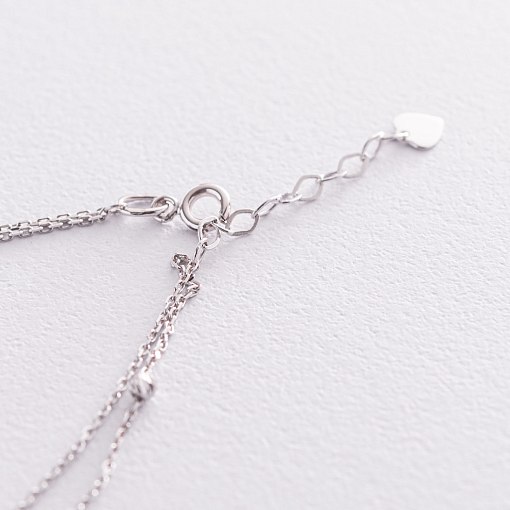 Двойной браслет "Шарики" в белом золоте б04705 4