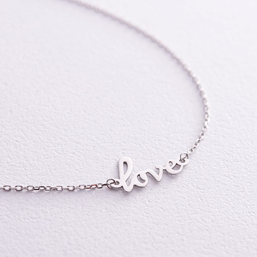 Браслет "Love" в белом золоте на ногу б05229 3