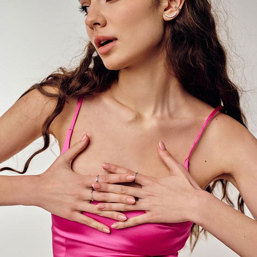 Каблучка з різнокольоровими фіанітами (біле золото) к07128 3