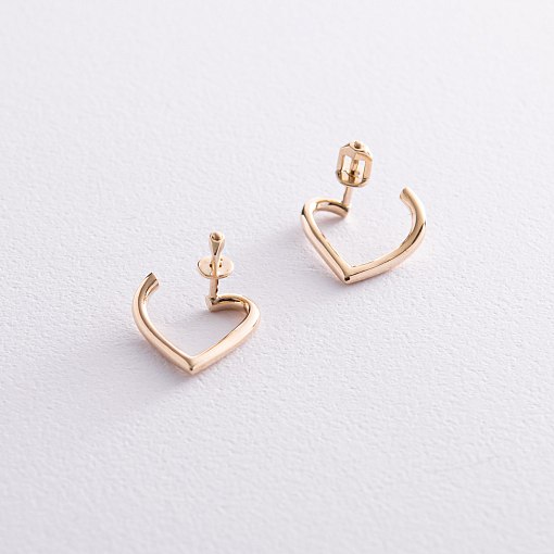 Серьги - пусеты "Сердечки" в желтом золоте с08133 5