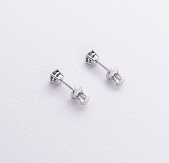 Серьги - пусеты с черными бриллиантами (белое золото) 336171122 №5
