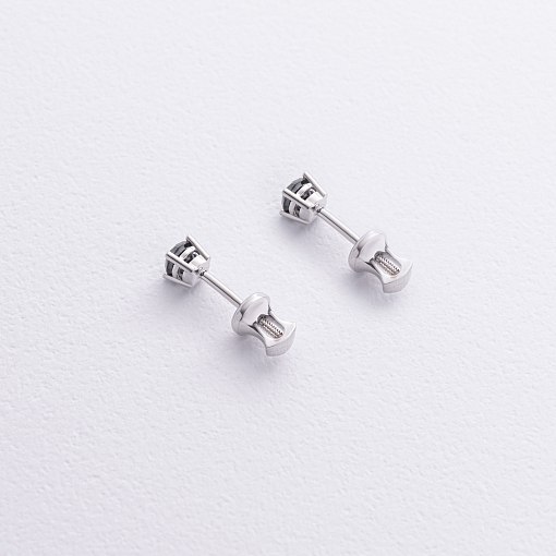 Серьги - пусеты с черными бриллиантами (белое золото) 336171122 5