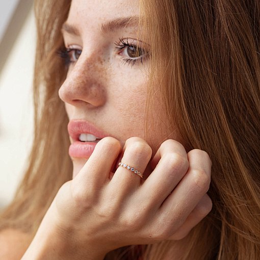 Золота каблучка з фіанітами к07571 2