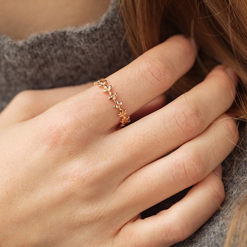 Кольцо "Веточка" в красном золоте к07608 4