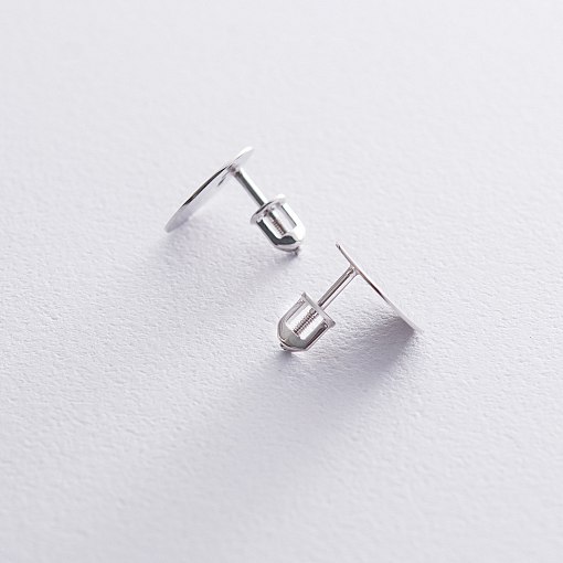 Серьги-пусеты "Кружочки" в белом золоте с06607 3