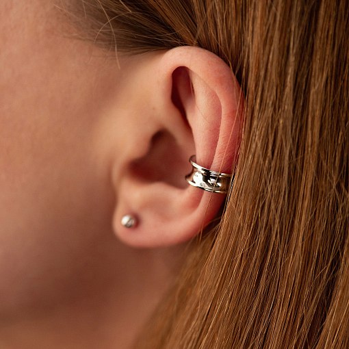 Серьга - каффа "Lorette" в белом золоте с09002 4