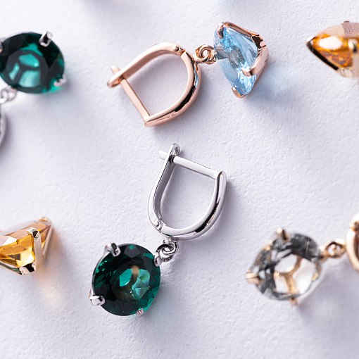 Золотые серьги "Влечение" с цитрином с05297 8