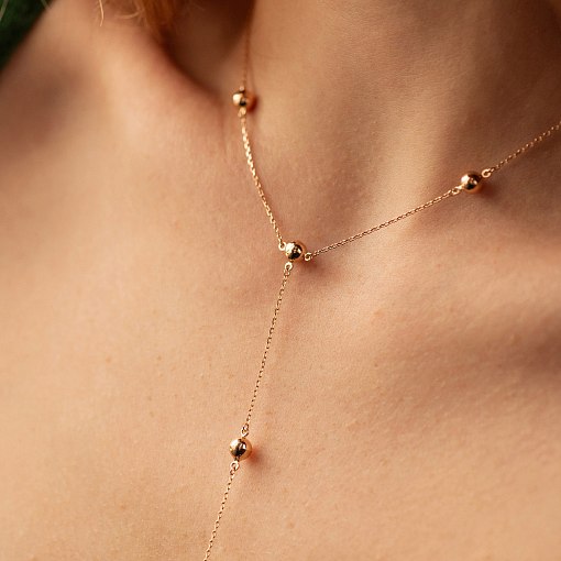 Колье - галстук "Шарики" в красном золоте кол02489 4