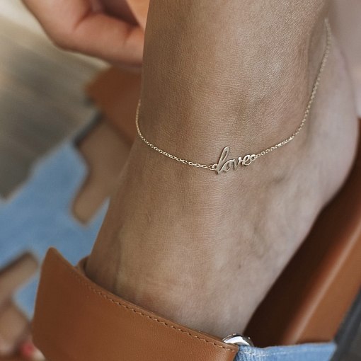 Золотий браслет Love на ногу б03685 3