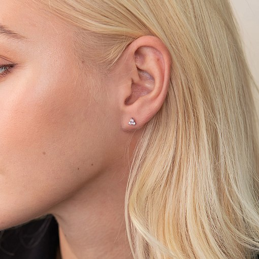 Золотые серьги - пусеты "Треугольники" с фианитами с02411 5