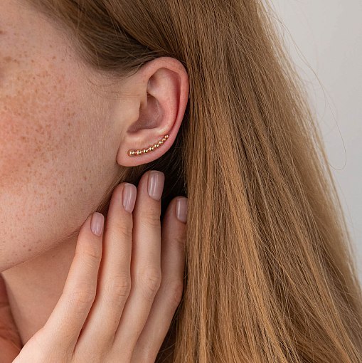 Золотые серьги - клаймберы "Шарики" с07917 4