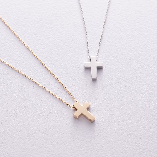 Колье "Крестик" в белом золоте кол02269 3
