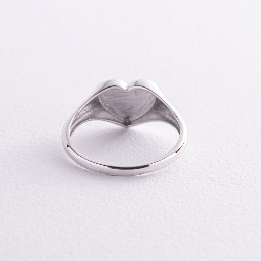Кольцо "Сердечко" в белом золоте (возможна гравировка) к07572 6