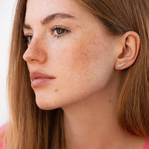 Серьги - пусеты "Carla" с фианитами (белое золото) с09129 4