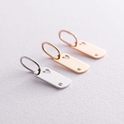 Кулон "Сердечко" для гравировки (красное золото) п03243 5