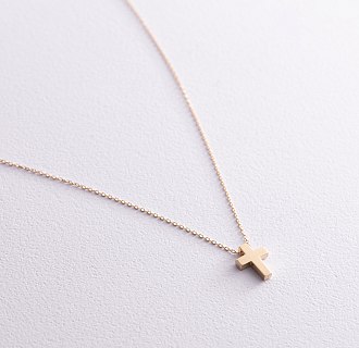 Колье "Крестик" в желтом золоте кол02268 №7