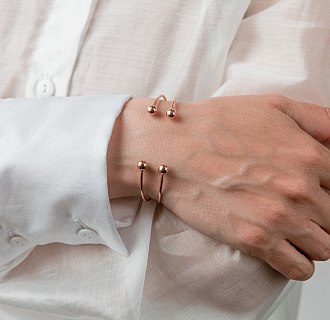 Жесткий браслет "Шарики" (красное золото) б05566 №5