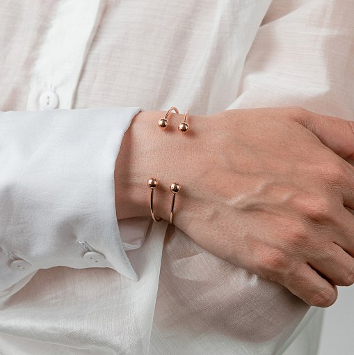 Жесткий браслет "Шарики" (красное золото) б05566 5