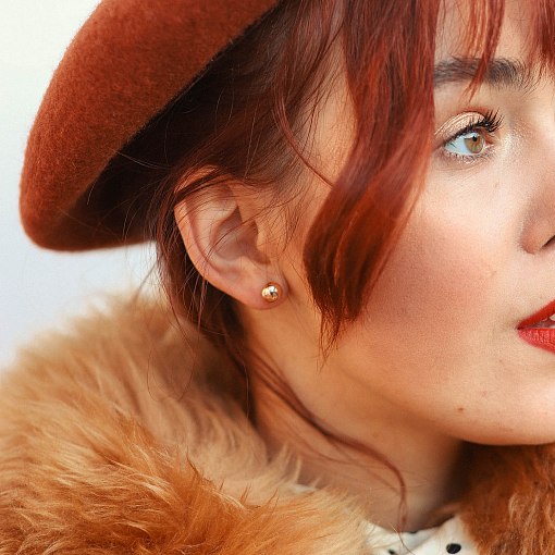 Золотые серьги - пусеты "Шарики" (0.8 см) с06957 7