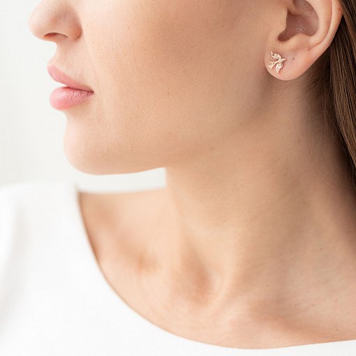 Золотые серьги - пусеты "Птички" с06888 5