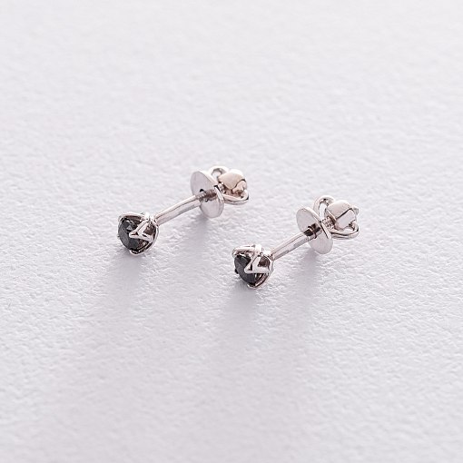 Золотые серьги - пусеты с фианитами с02891