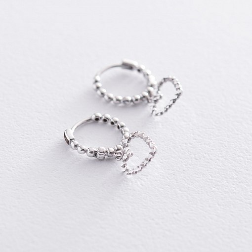 Серьги "Сердечки" в белом золоте с05940 2