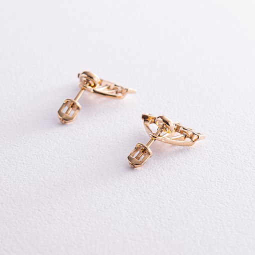 Серьги - джекеты "Фрида" в желтом золоте с07931 5