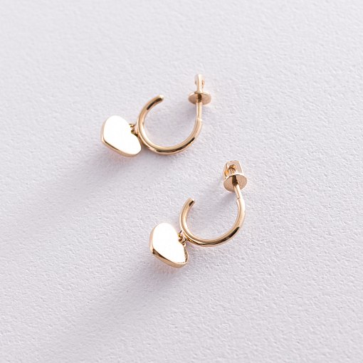 Золотые серьги - пусеты "Сердечки" с07393 6