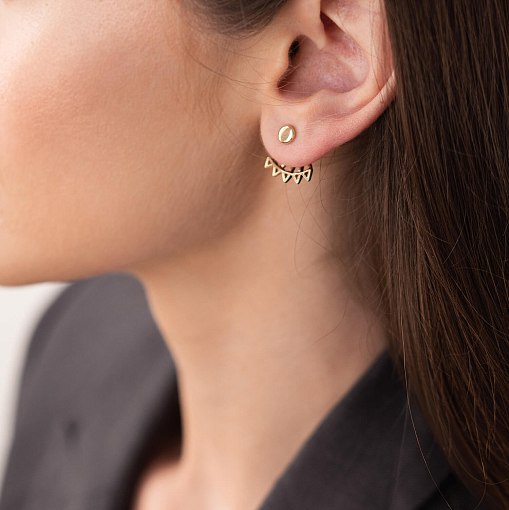 Серьги - джекеты "Фрида" в желтом золоте с07931 2