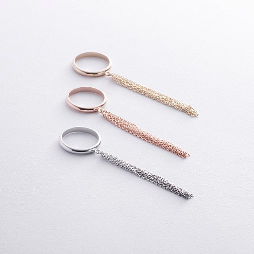 Кольцо с цепочками (красное золото) к07623 3