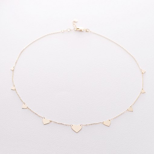 Золотое колье с сердечками кол01446 3