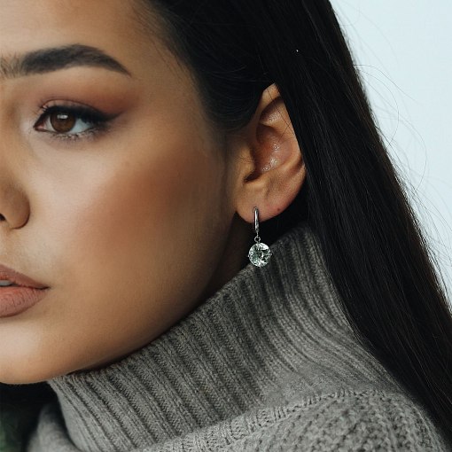 Золотые серьги "Влечение" с зеленым аметистом с05292 7