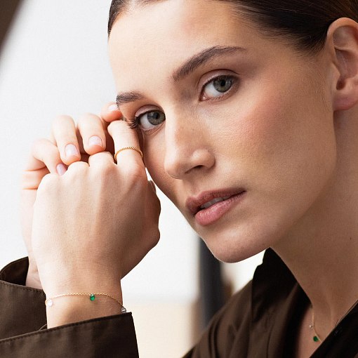 Браслет в желтом золоте (зеленые и белые фианиты) б05138 7