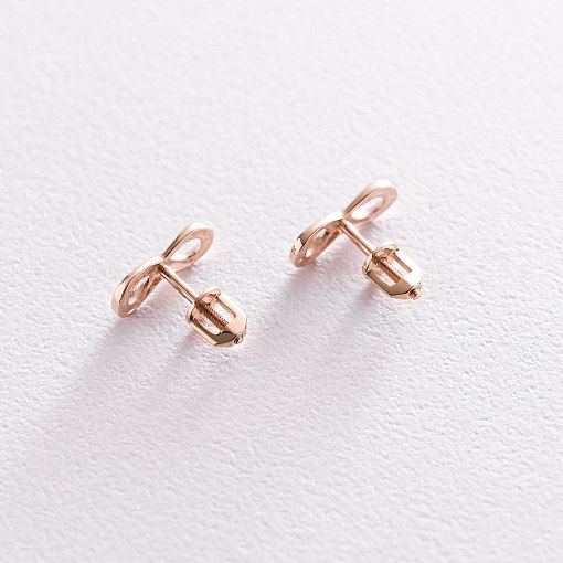 Серьги - пусеты "Бесконечность" в красном золоте с07173 5