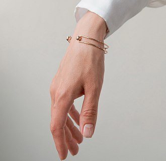 Жесткий браслет "Marlene" с шариками (желтое золото) б05603 №4