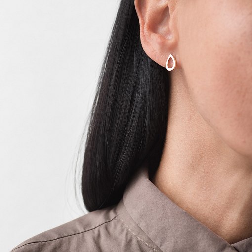 Серьги-пусеты Маленькие капельки в желтом золоте 1.1*0.8 см с06318 6