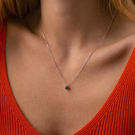Кольє в білому золоті з чорним діамантом 736131122 2