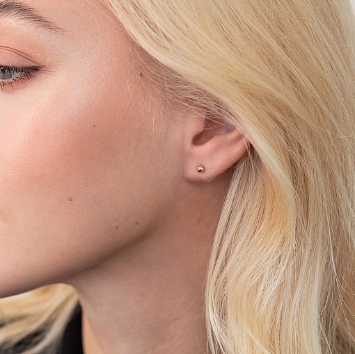 Золотая моносерьга "Шарик" с07494 4