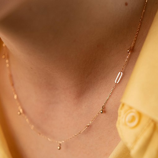 Кольє з кульками в червоному золоті кол02377 4