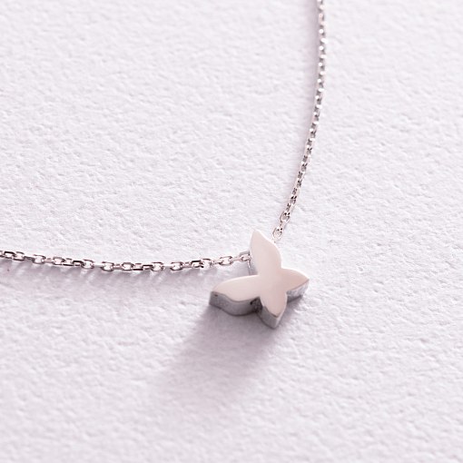 Колье "Бабочка" в белом золоте кол02148 5