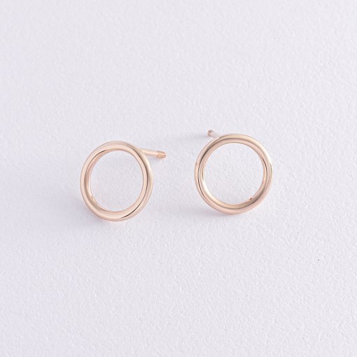 Серьги-пусеты "Круговорот" в желтом золоте (1.25 см) с06694 8