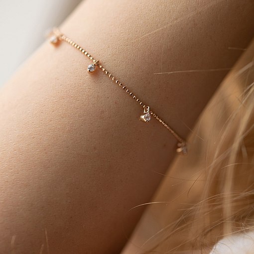 Браслет в красном золоте (фианиты) б04186 6