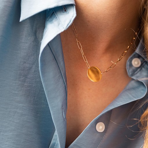 Кольє з монеткою для гравіювання (жовте золото) кол02394 6