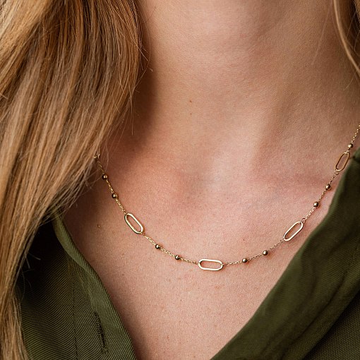 Колье - цепочка "Шарики" в желтом золоте кол02253 12