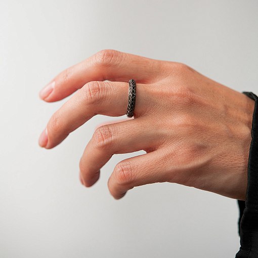 Золотое кольцо с черными бриллиантами кб0245sth 4