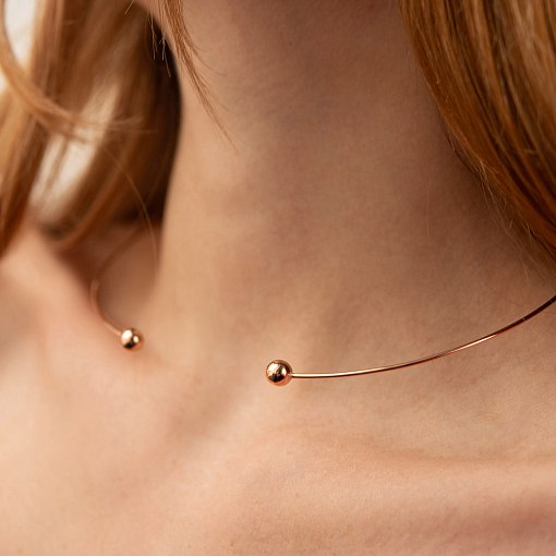 Колье - чокер "Miley" (красное золото) с шариками кол02540 4