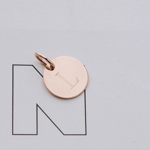 Кулон для гравировки в красном золоте Буква (17 мм) п03611б 3