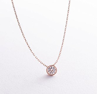 Колье с одним фианитом (красное золото) кол02276 №5